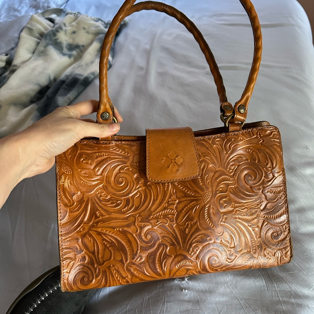 Patricia Nash vegan leather handbag with flower stamping